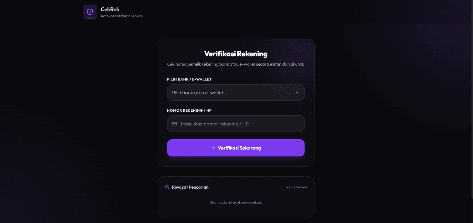 Verifikasi Rekening Bank & E-Wallet Project Screenshot